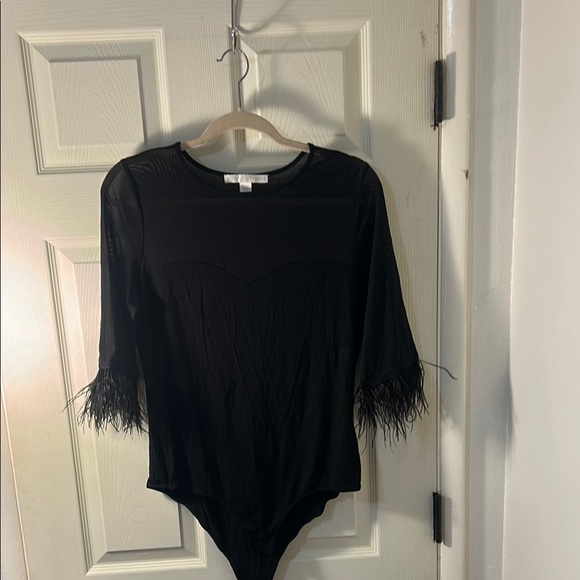 Boston Proper Black Pleated Embellished Bobysuit - Picture 3 of 7